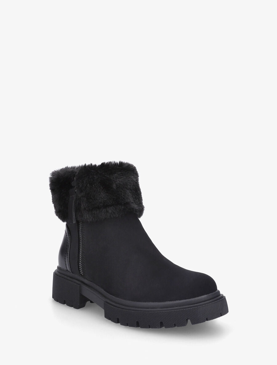 Bottines effet nubuck à revers et zip décoratif - Noir - 2