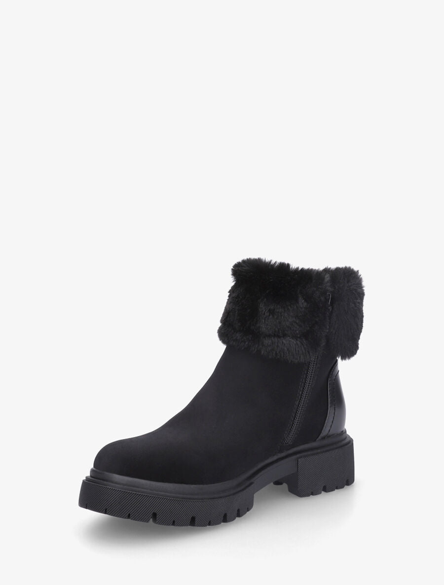 Bottines effet nubuck à revers et zip décoratif - Noir - 3
