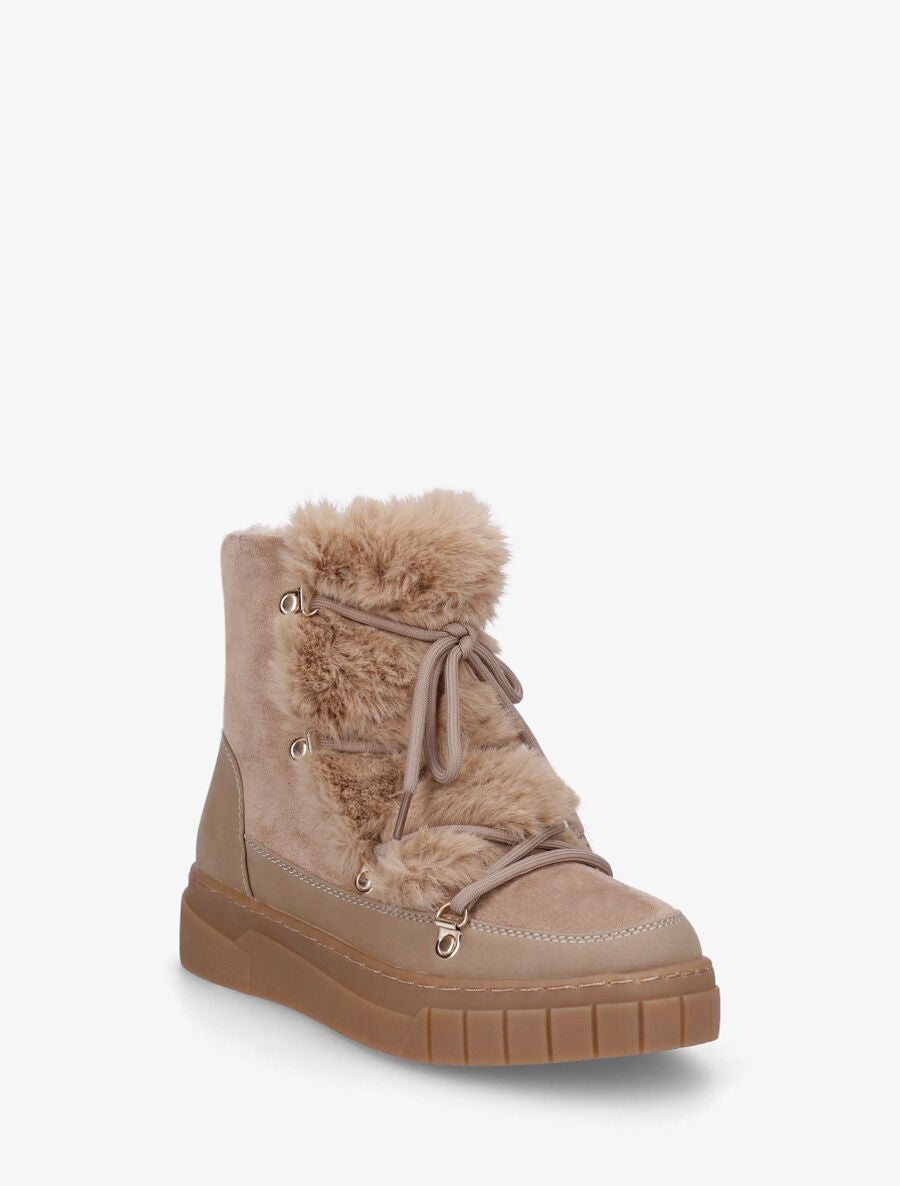 Bottines fourrées en suédine - Taupe - 2