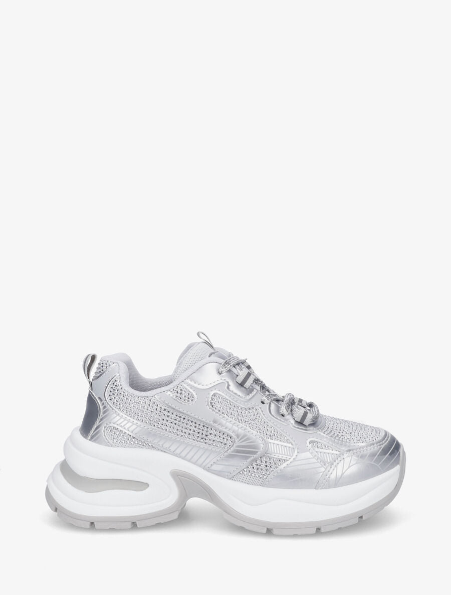 Baskets strassées en simili et tissu - Argent - 1