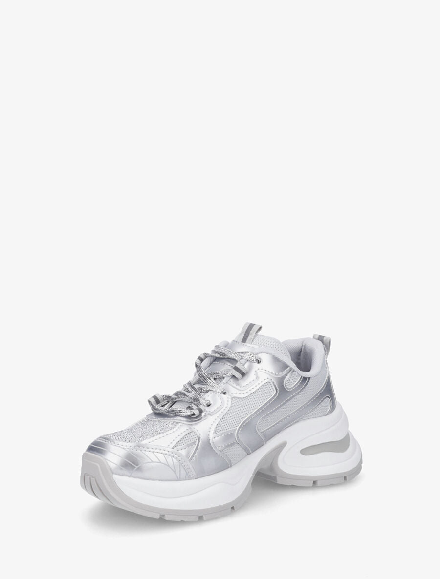 Baskets strassées en simili et tissu - Argent - 3