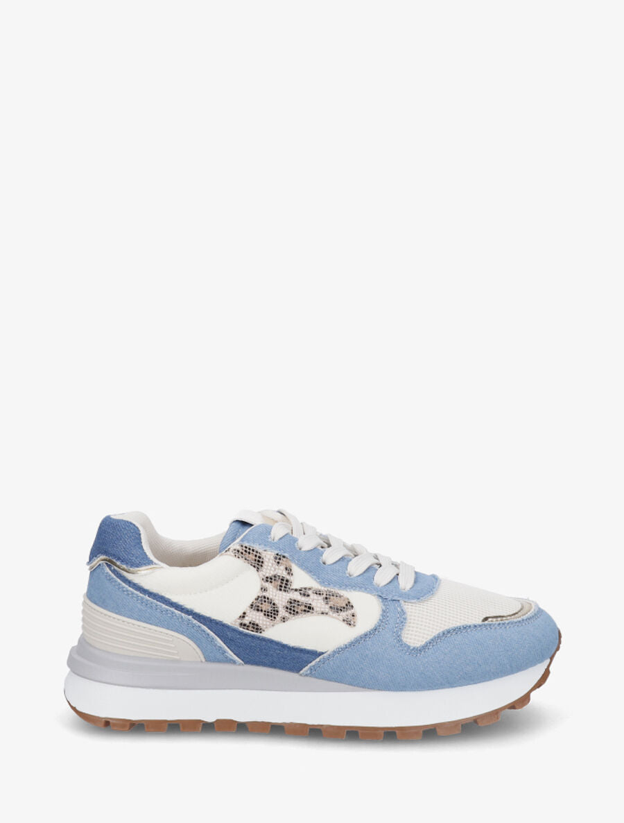 Sneakers en simili à détail irisé - Bleu - 5