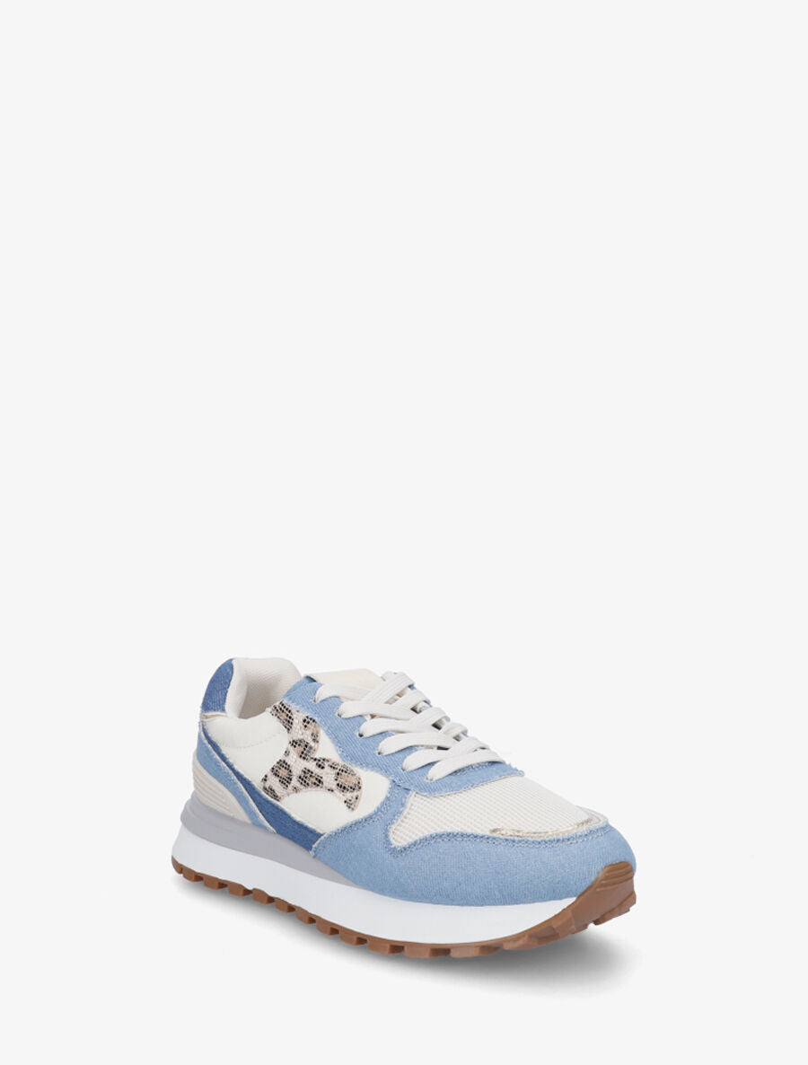 Sneakers en simili à détail irisé - Bleu - 2