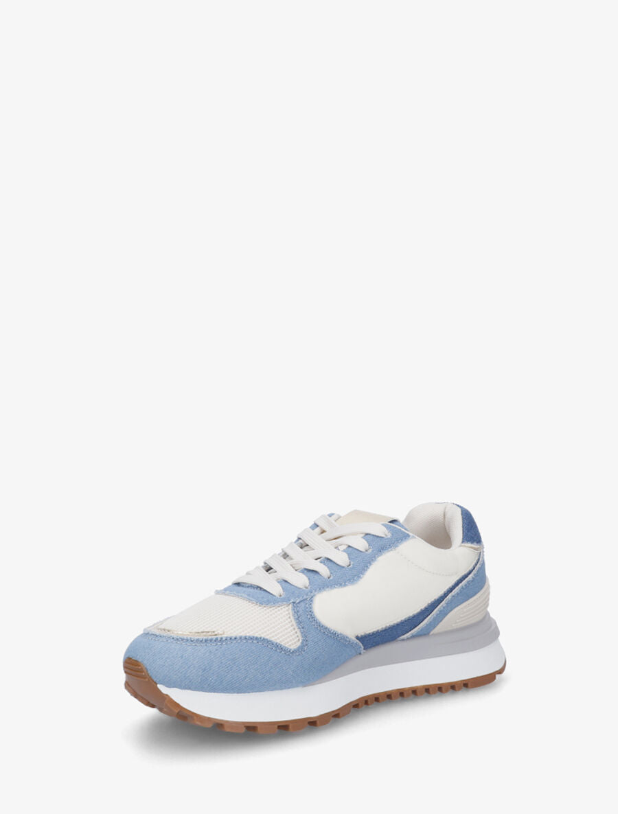 Sneakers en simili à détail irisé - Bleu - 3