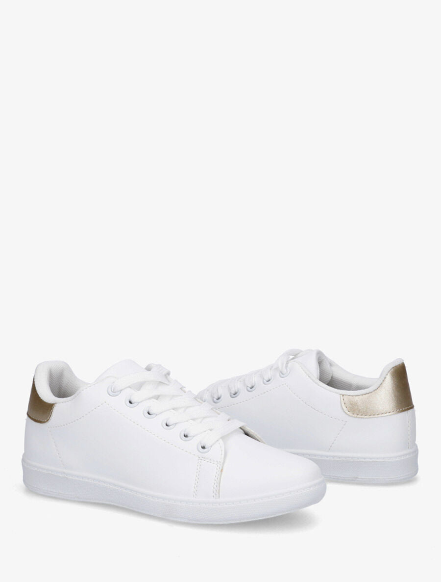 Sneakers plates à contrefort contrastant - Or - 4