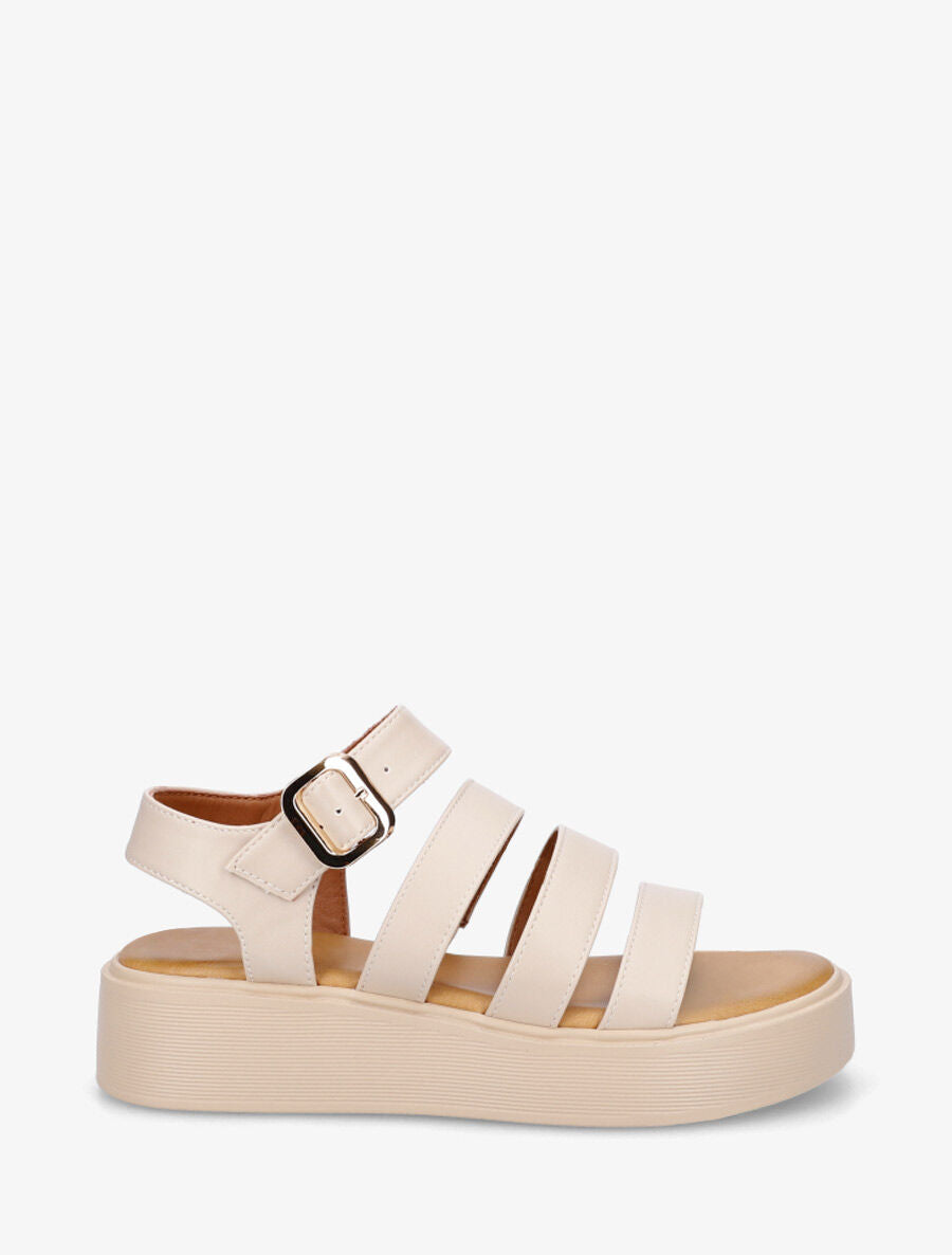 Sandales multibrides en simili - Beige - 1