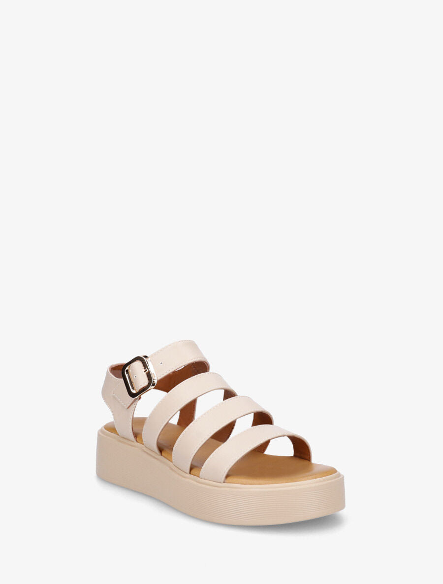 Sandales multibrides en simili - Beige - 2
