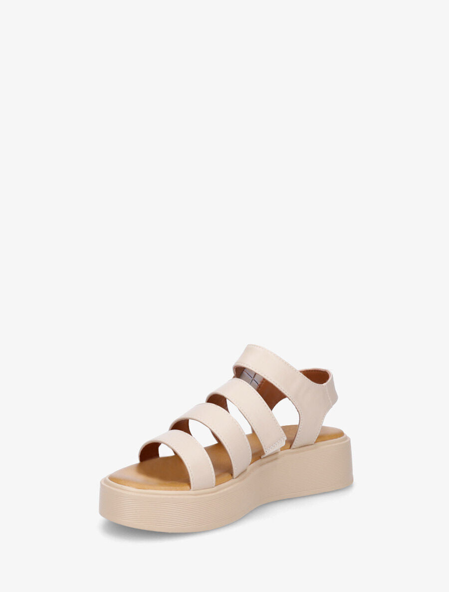 Sandales multibrides en simili - Beige - 3