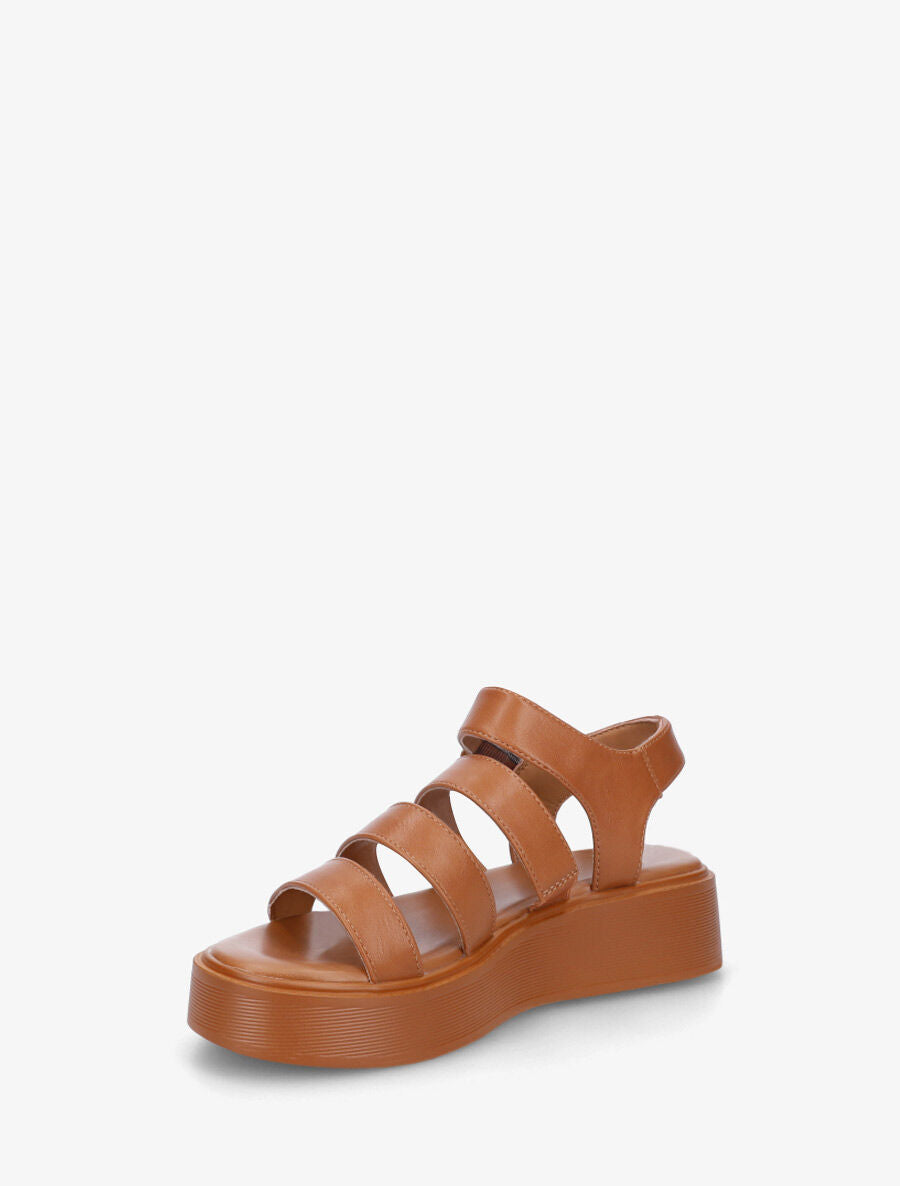 Sandales multibrides en simili - Camel - 3