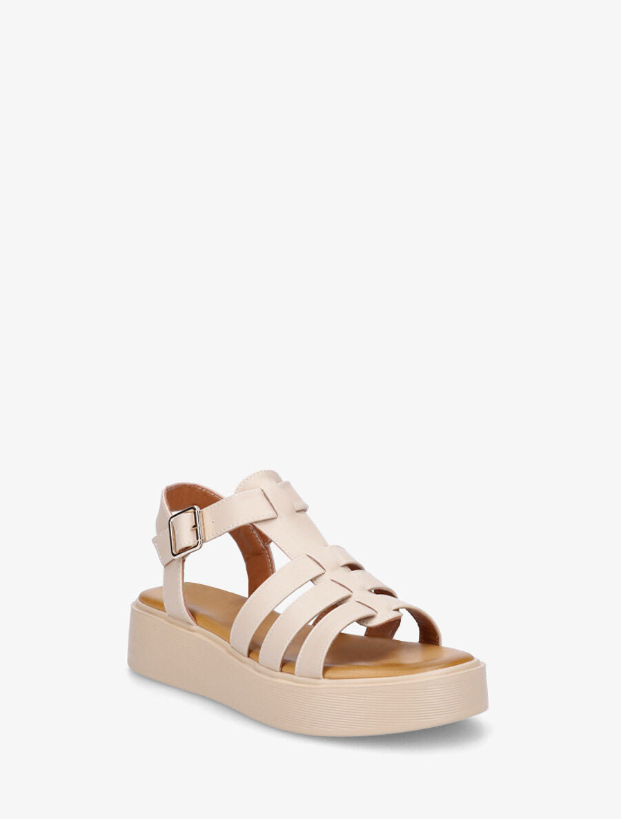Sandales à plateforme style spartiates - Beige - 2
