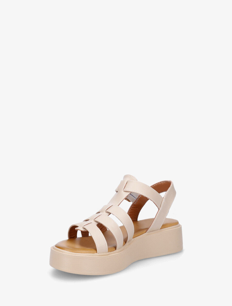 Sandales à plateforme style spartiates - Beige - 3