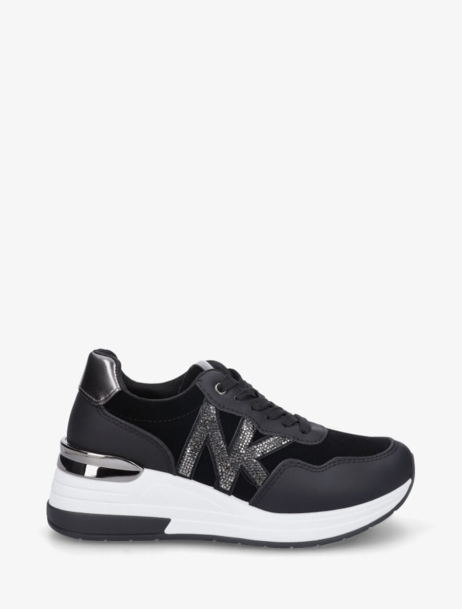 Baskets bimatière motif en strass - Noir - 5