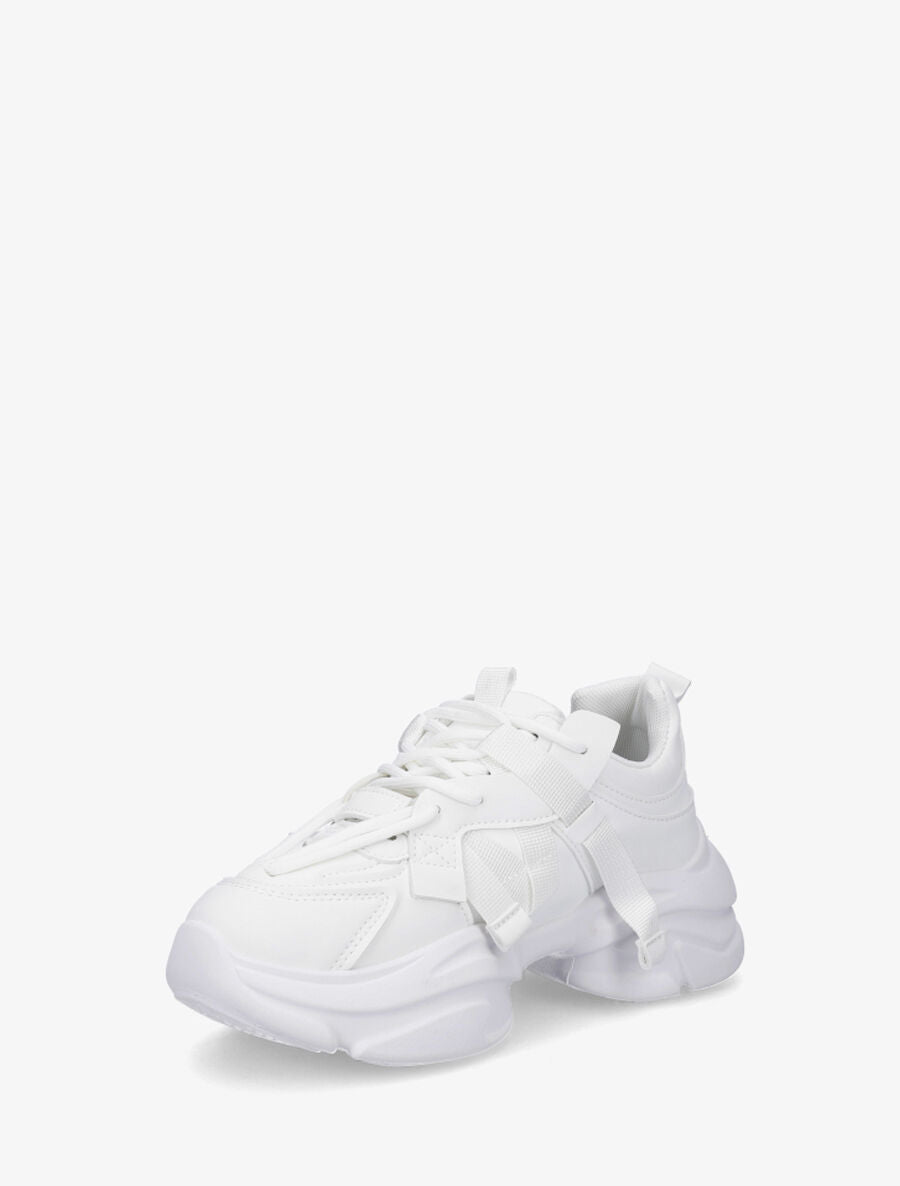 Baskets color block en simili - Blanc - 3