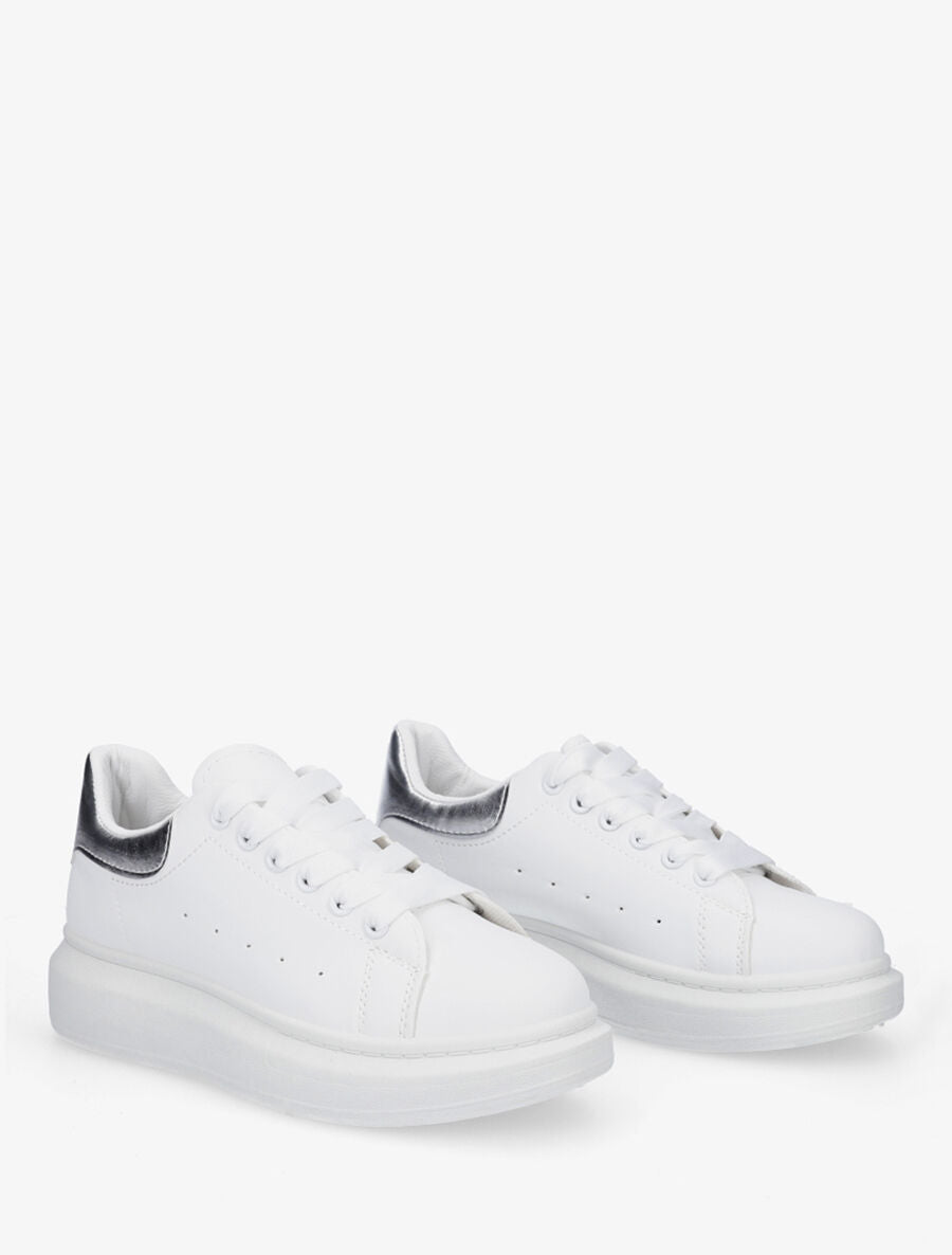 Sneakers classiques à contrefort nacré - Blanc/argent - 4