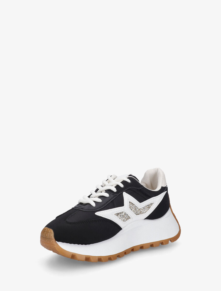 Sneakers à plateforme et détail pailleté - Noir - 3