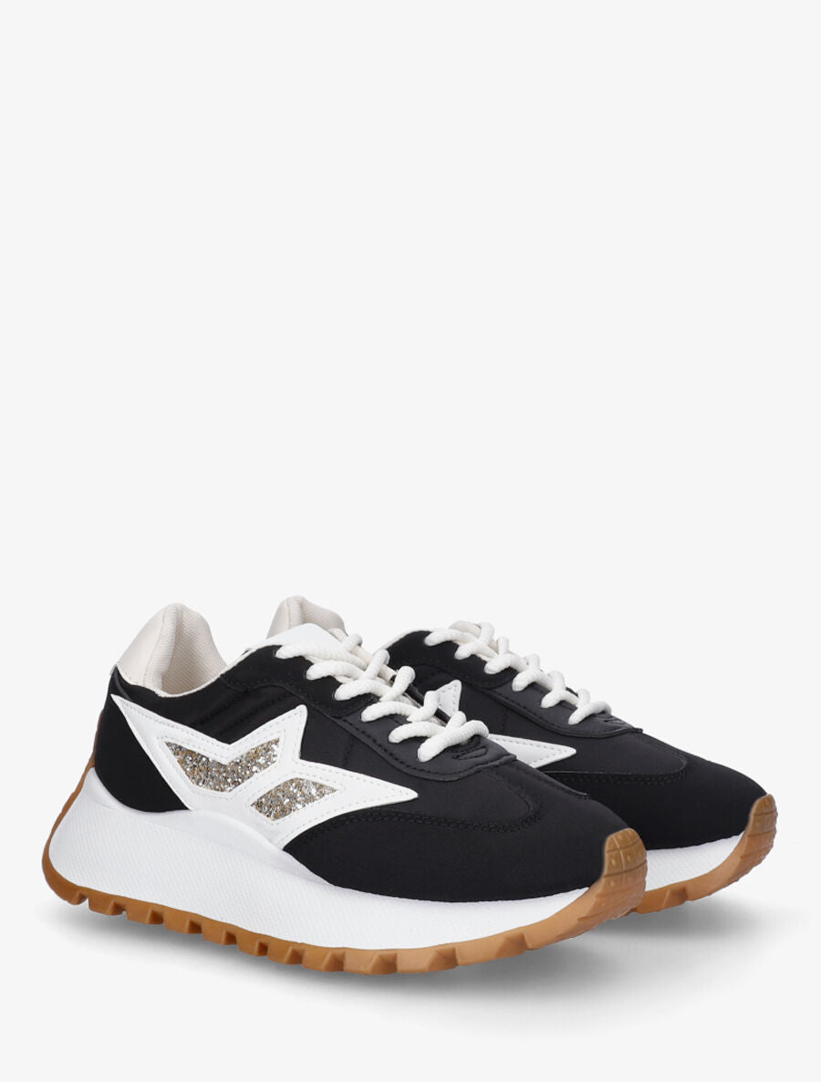 Sneakers à plateforme et détail pailleté - Noir - 4