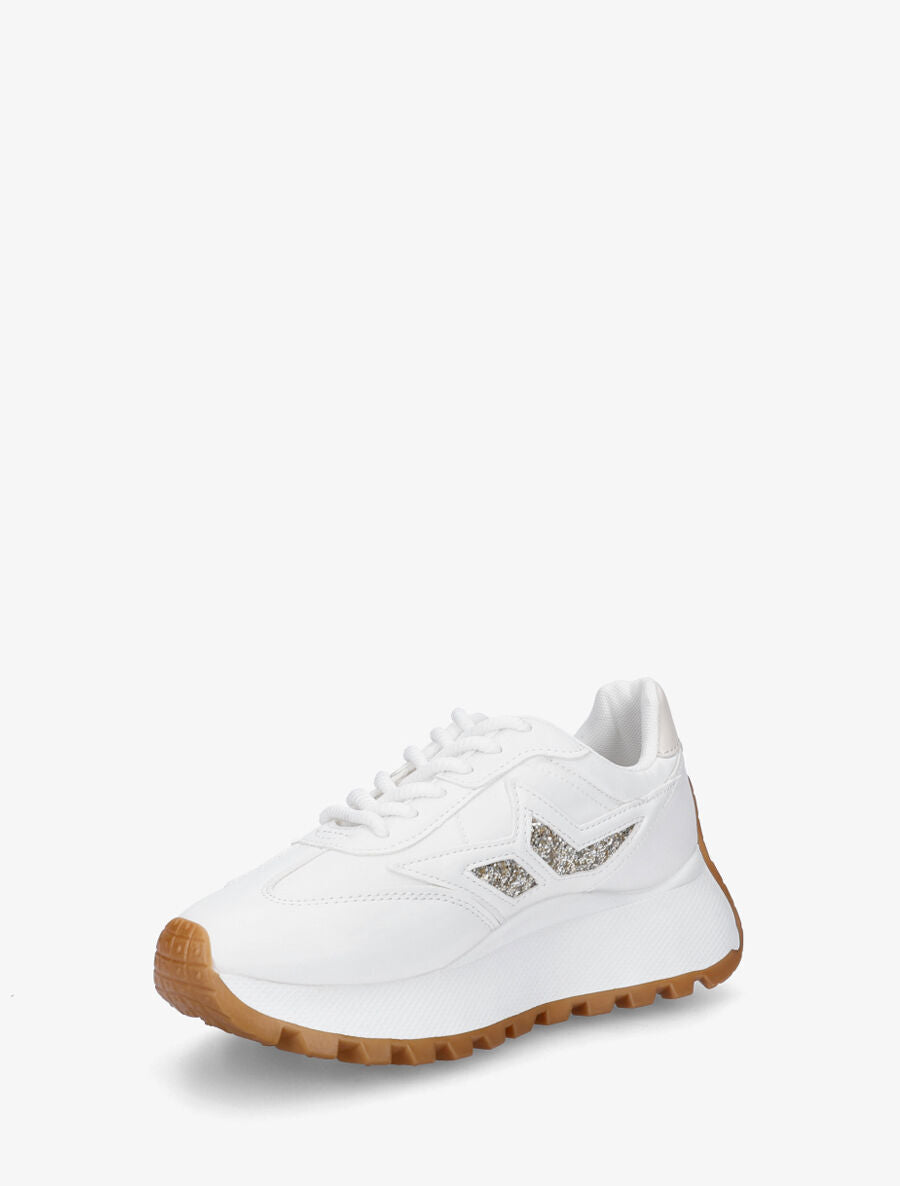 Sneakers à plateforme et détail pailleté - Blanc - 3