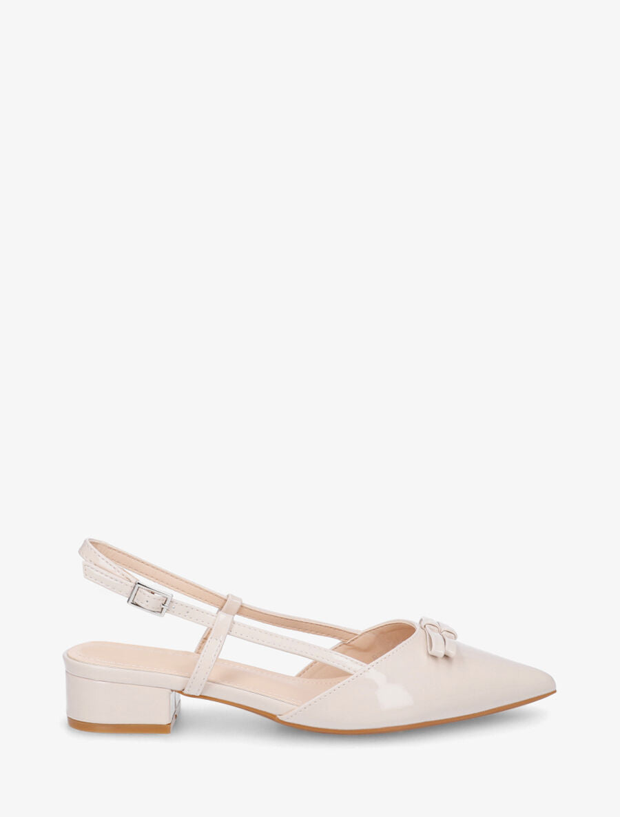 Ballerines ouvertes pointus à noeuds - Beige - 5