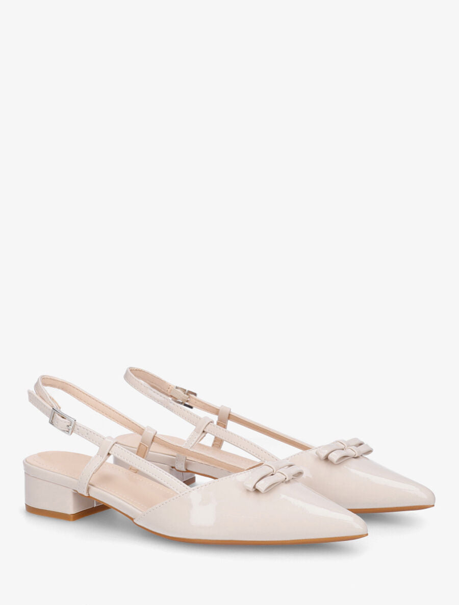Ballerines ouvertes pointus à noeuds - Beige - 4