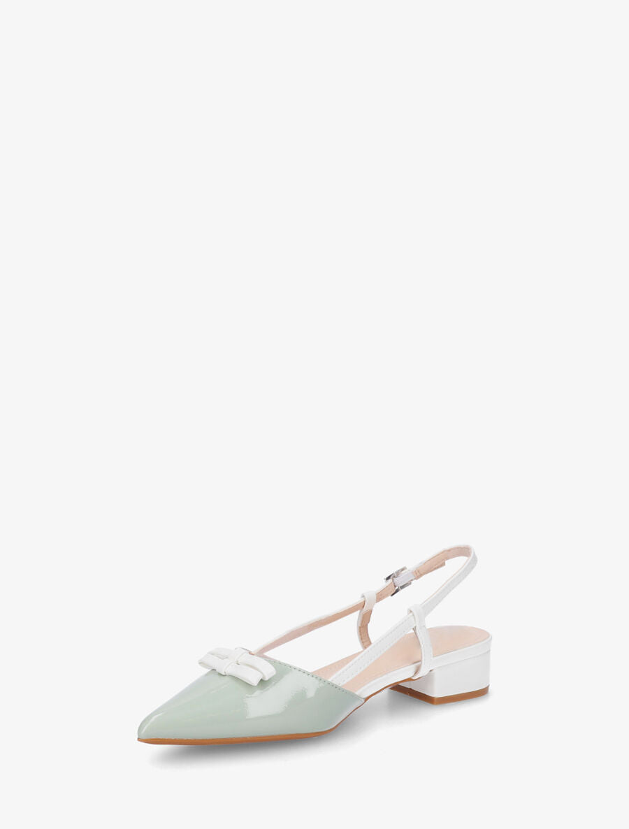 Ballerines ouvertes pointus à noeuds - Vert amande - 3