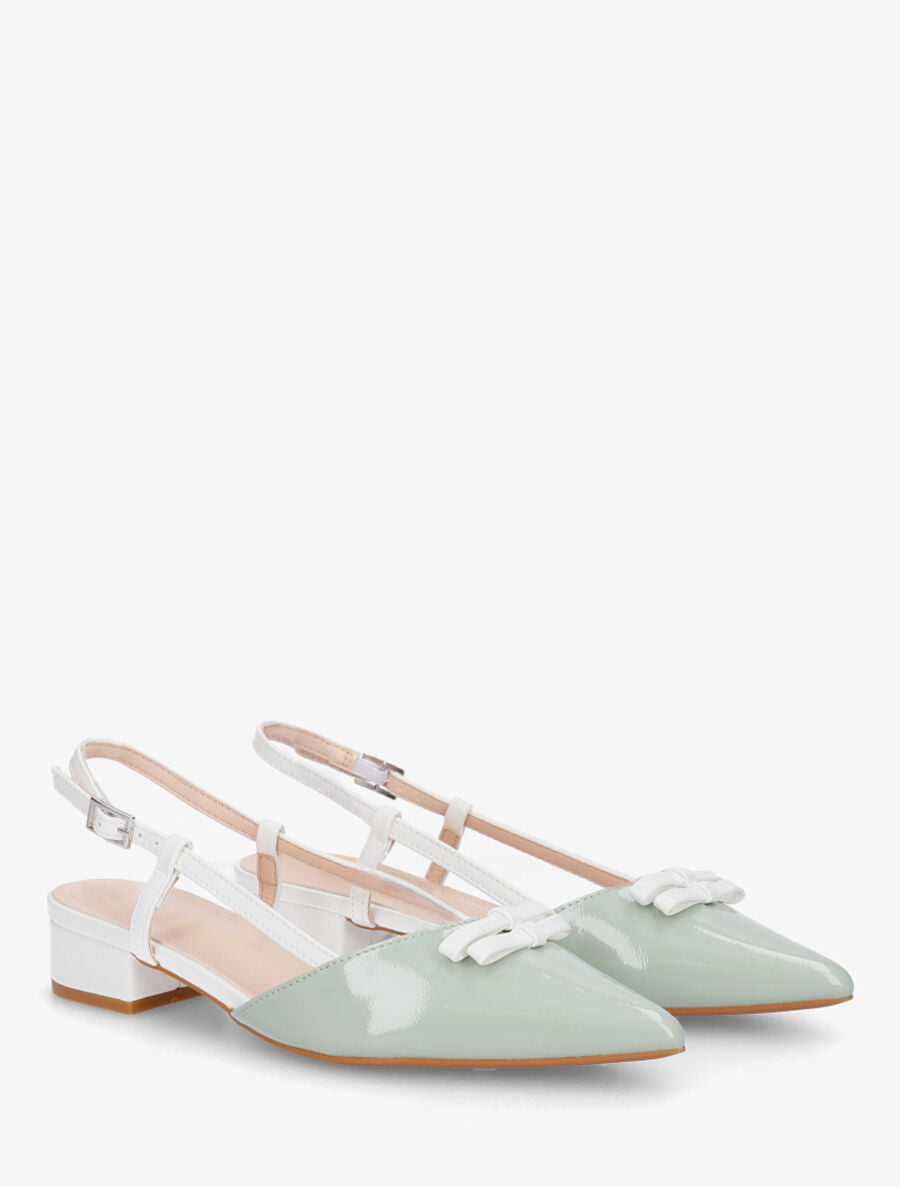 Ballerines ouvertes pointus à noeuds - Vert amande - 4