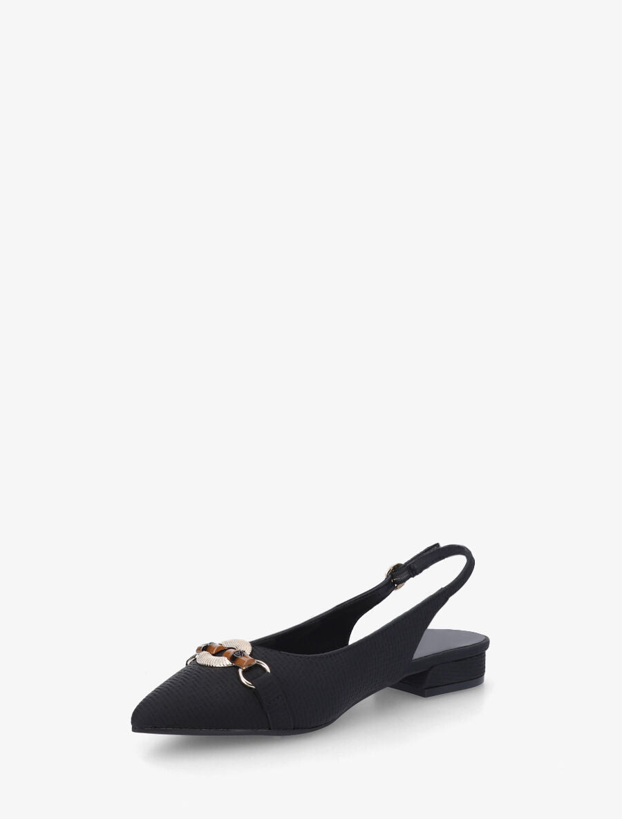 Ballerines ouvertes à boucle bijou - Noir - 3