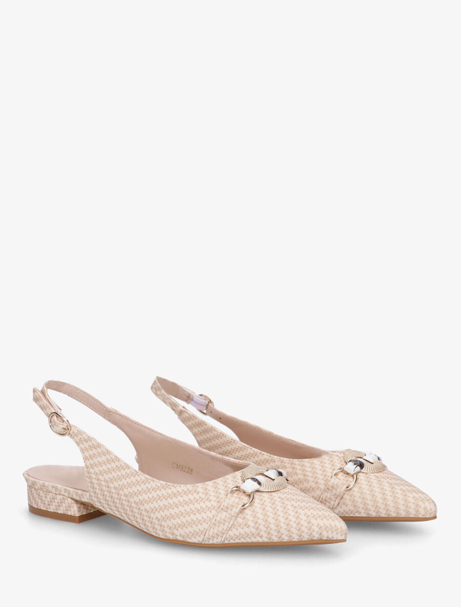 Ballerines ouvertes à boucle bijou - Beige clair - 4