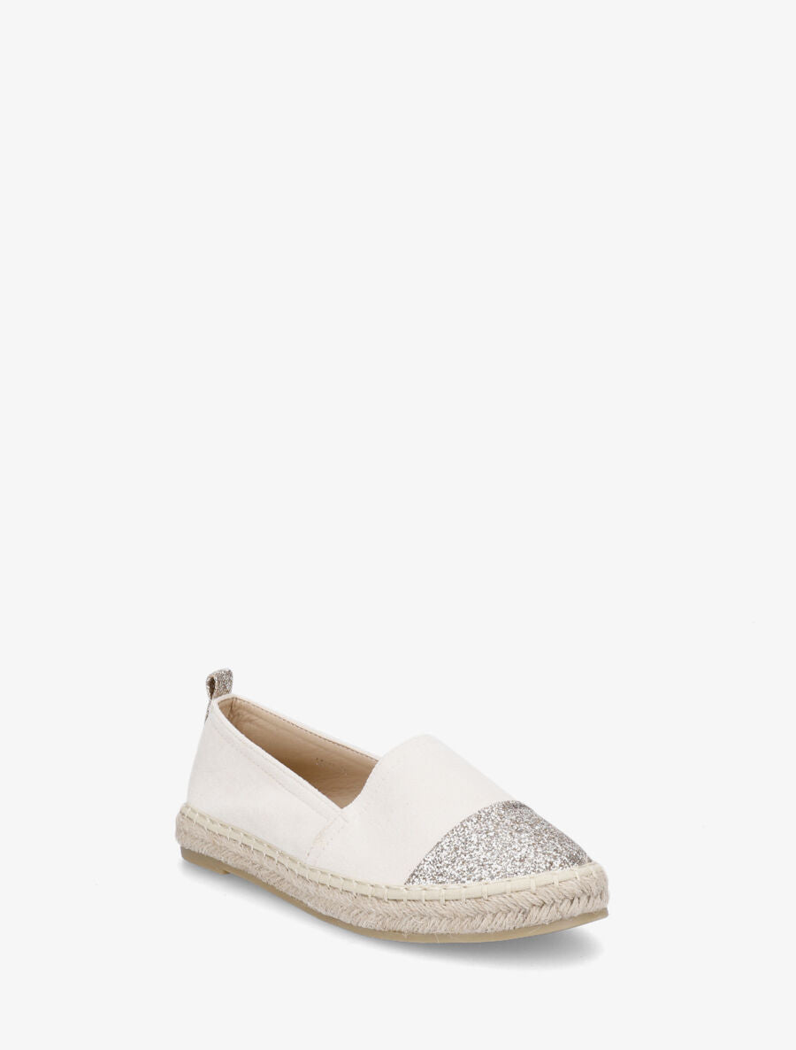 Espadrilles plates en suédine et à paillettes - Beige - 2