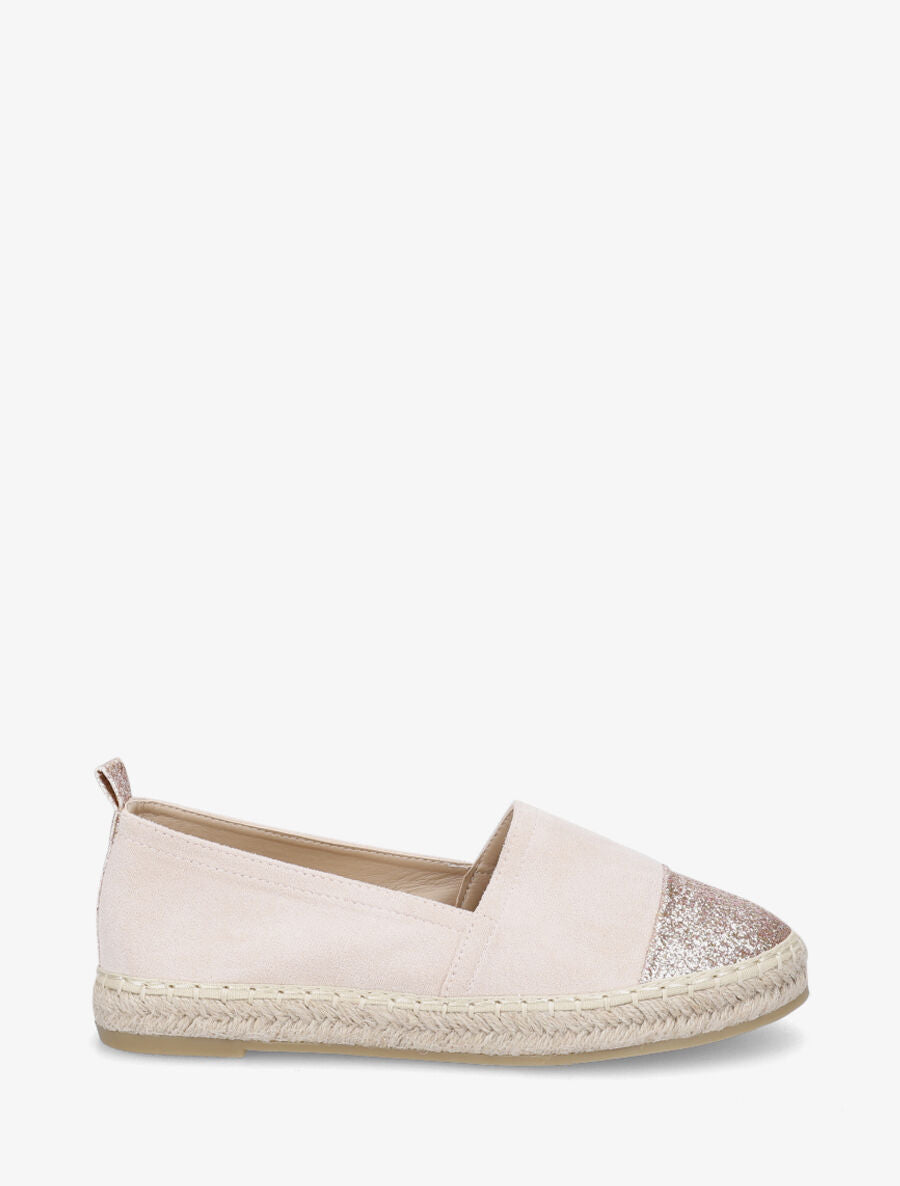 Espadrilles plates en suédine et à paillettes - Rose pâle - 5