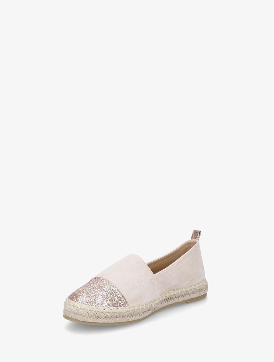 Espadrilles plates en suédine et à paillettes - Rose pâle - 3