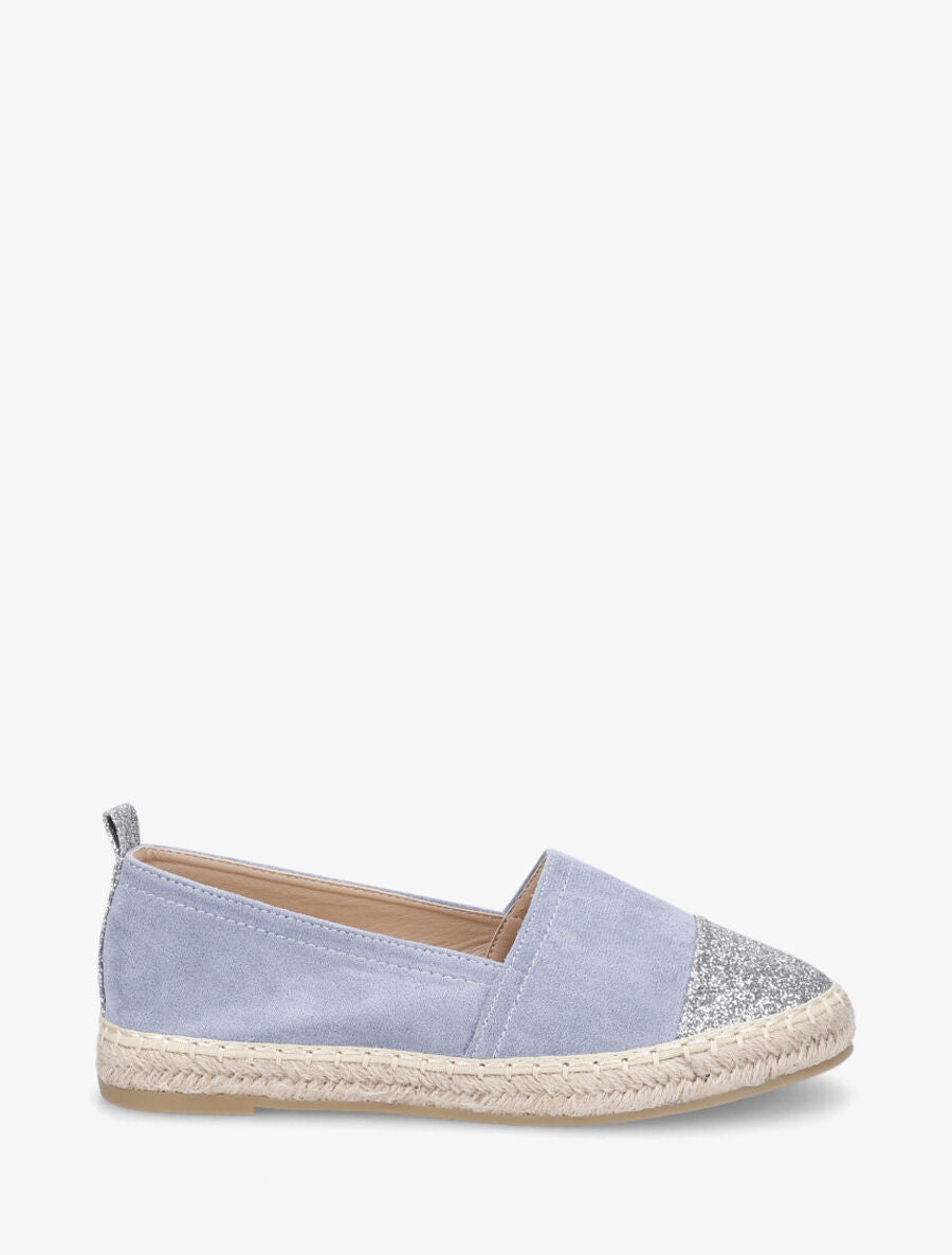 Espadrilles plates en suédine et à paillettes - Bleu - 1