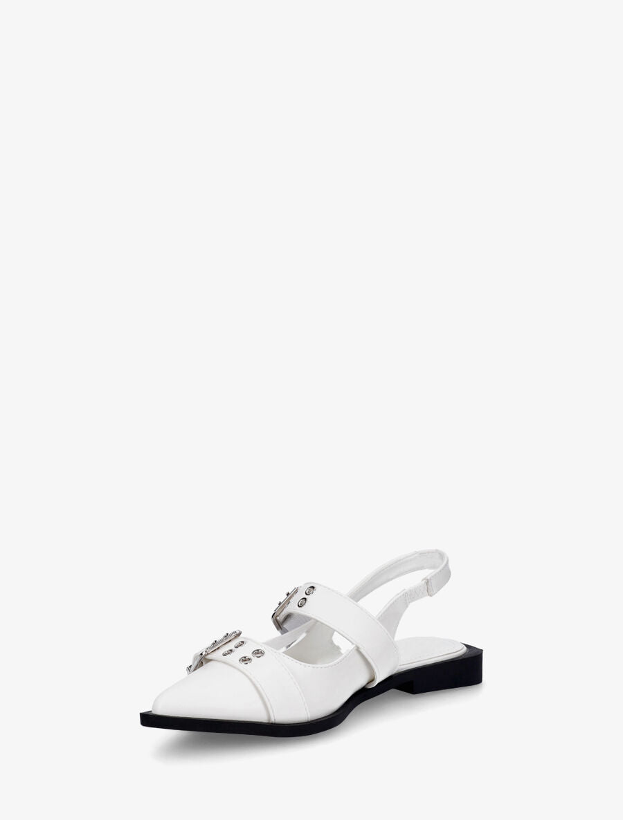 Ballerines ouvertes à boucles et bout pointu - Blanc - 3