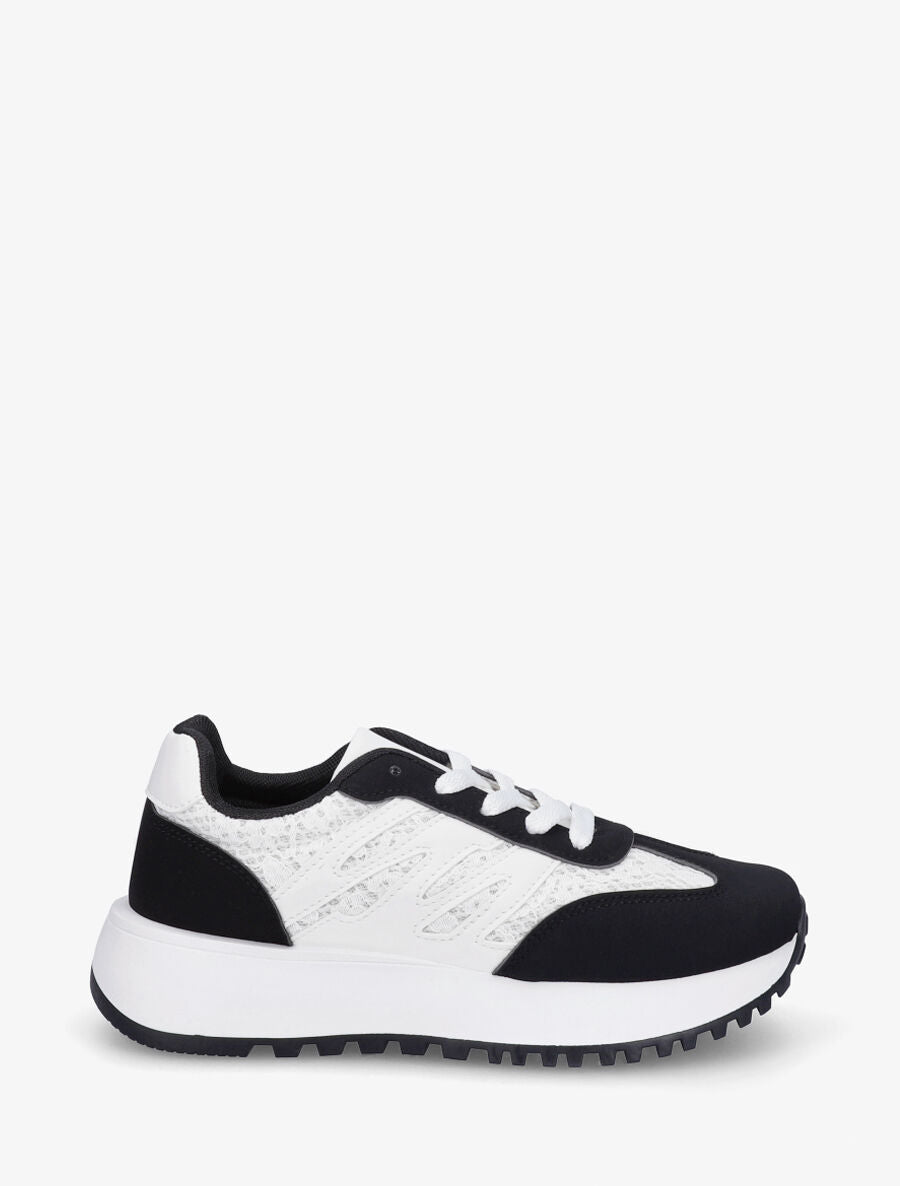 Baskets en simili et dentelle - Noir - 5
