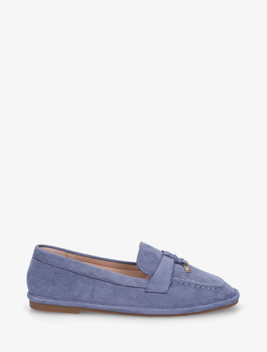 Mocassins en suédine à semelle plate - Bleu - 1