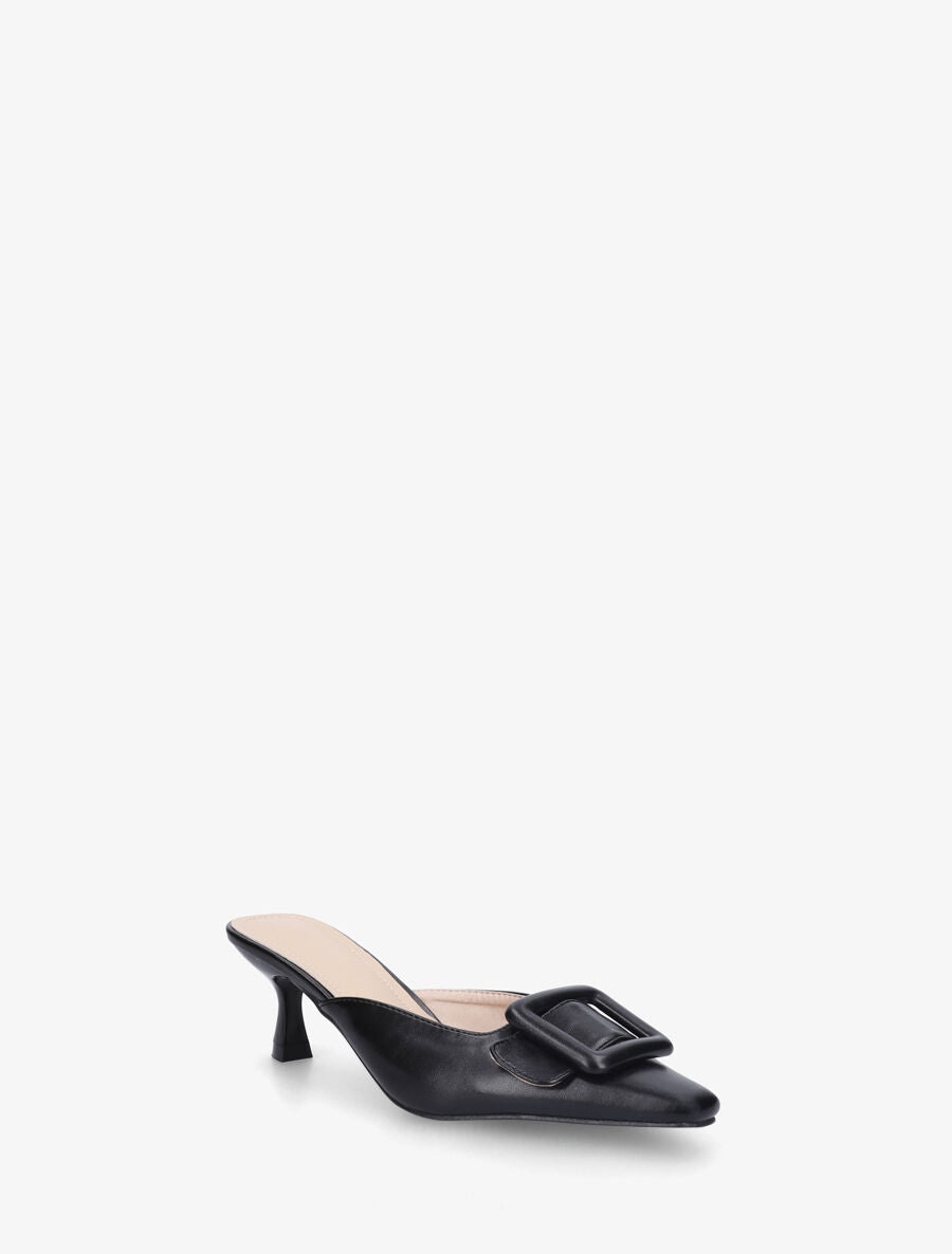 Mules en simili à talon talus - Noir - 2