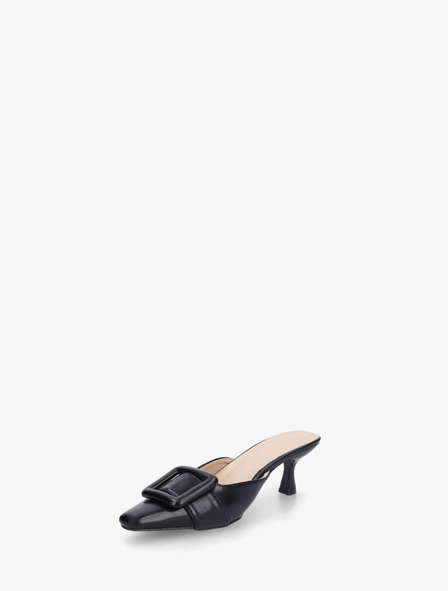 Mules en simili à talon talus - Noir - 3