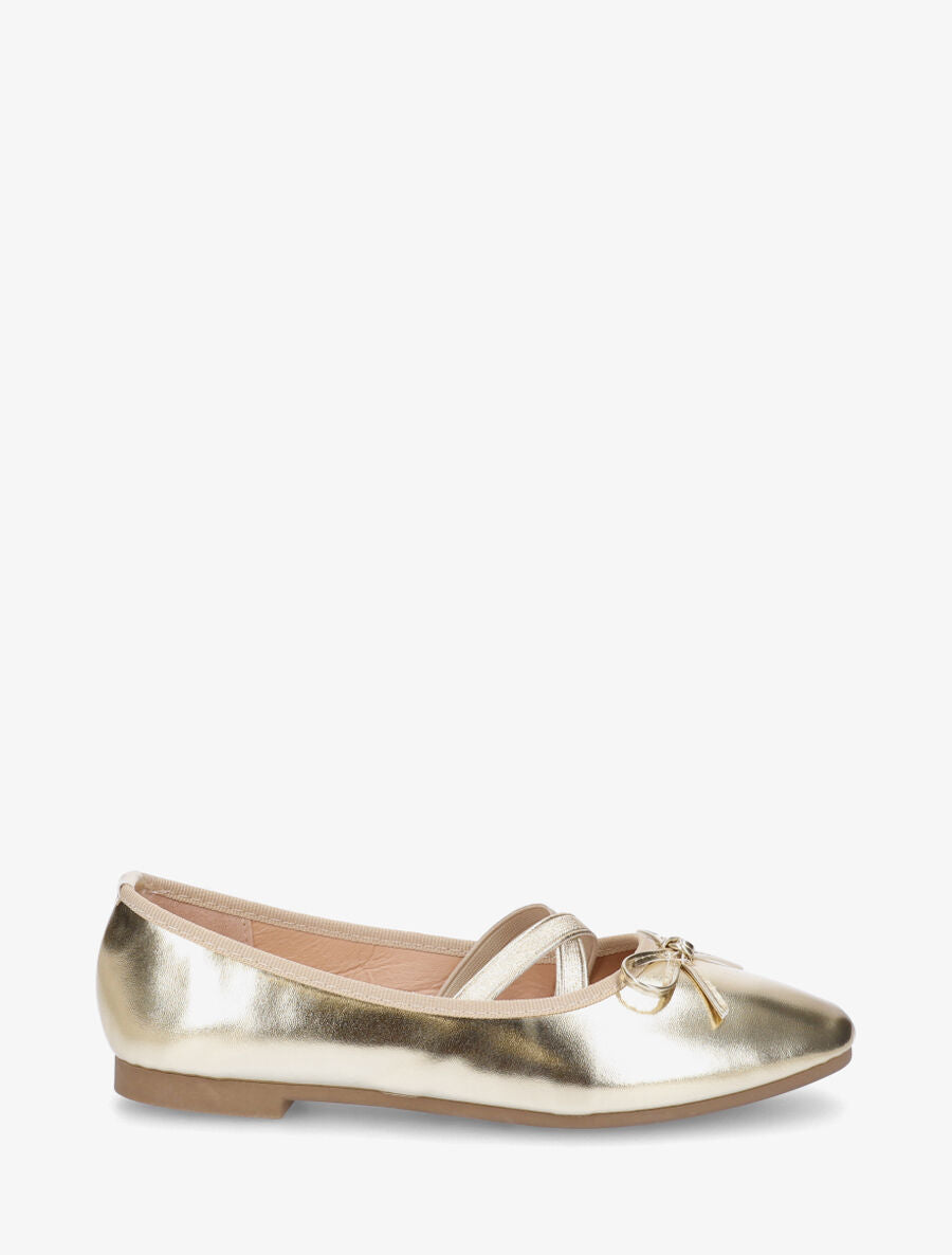 Ballerines en simili à élastiques croisés - Or - 5