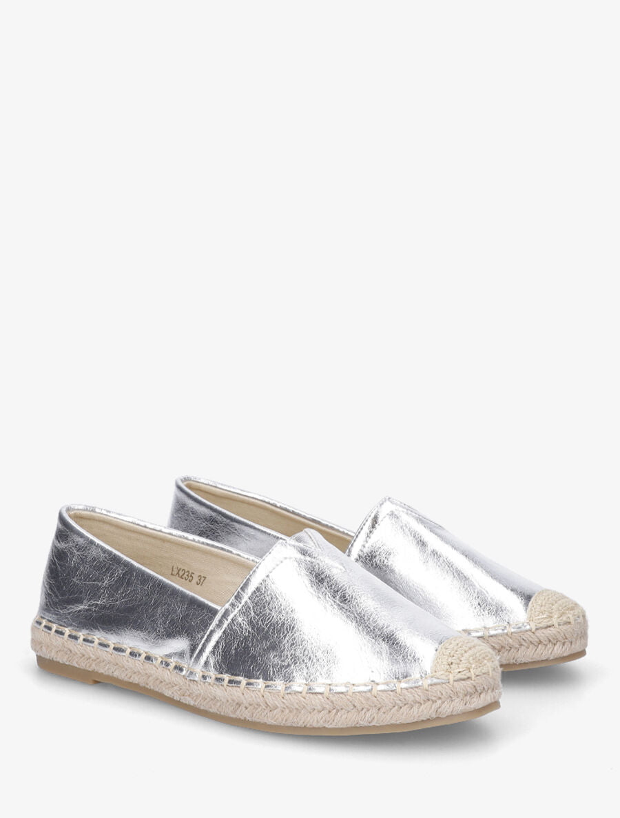 Espadrilles plates en simili nacré - Argent - 4
