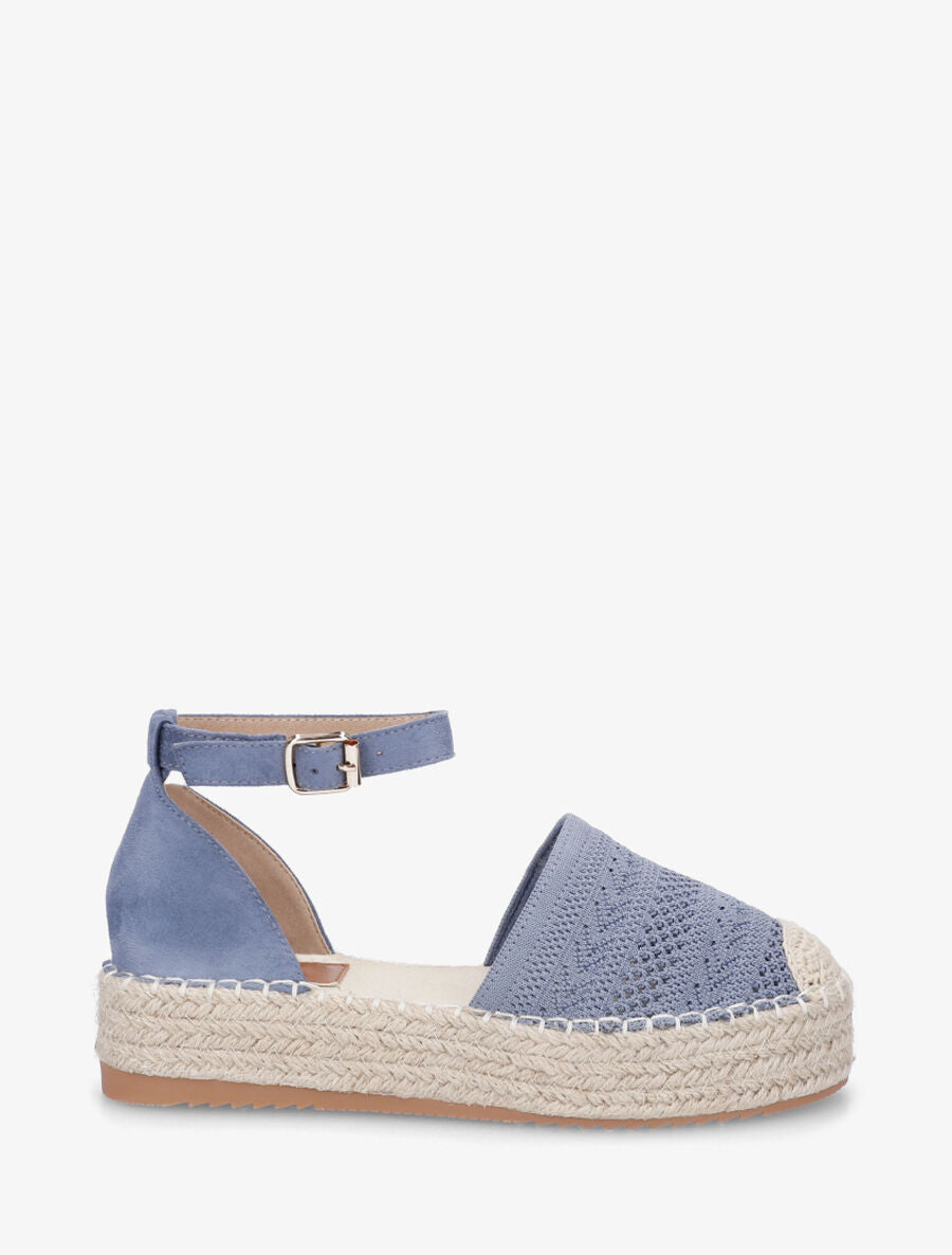 Espadrilles crochet à semelle compensée - Bleu clair - 1