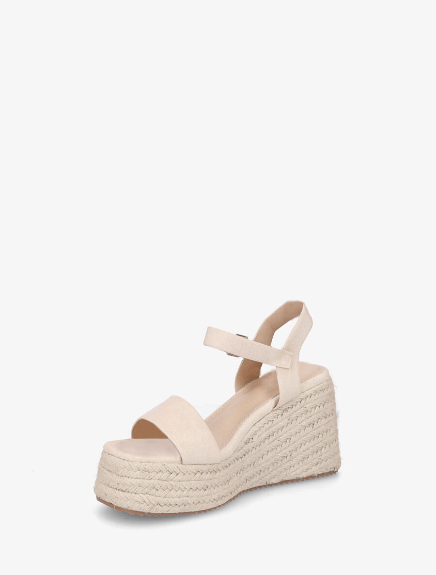 Sandales basiques à talon compensé haut - Beige - 3