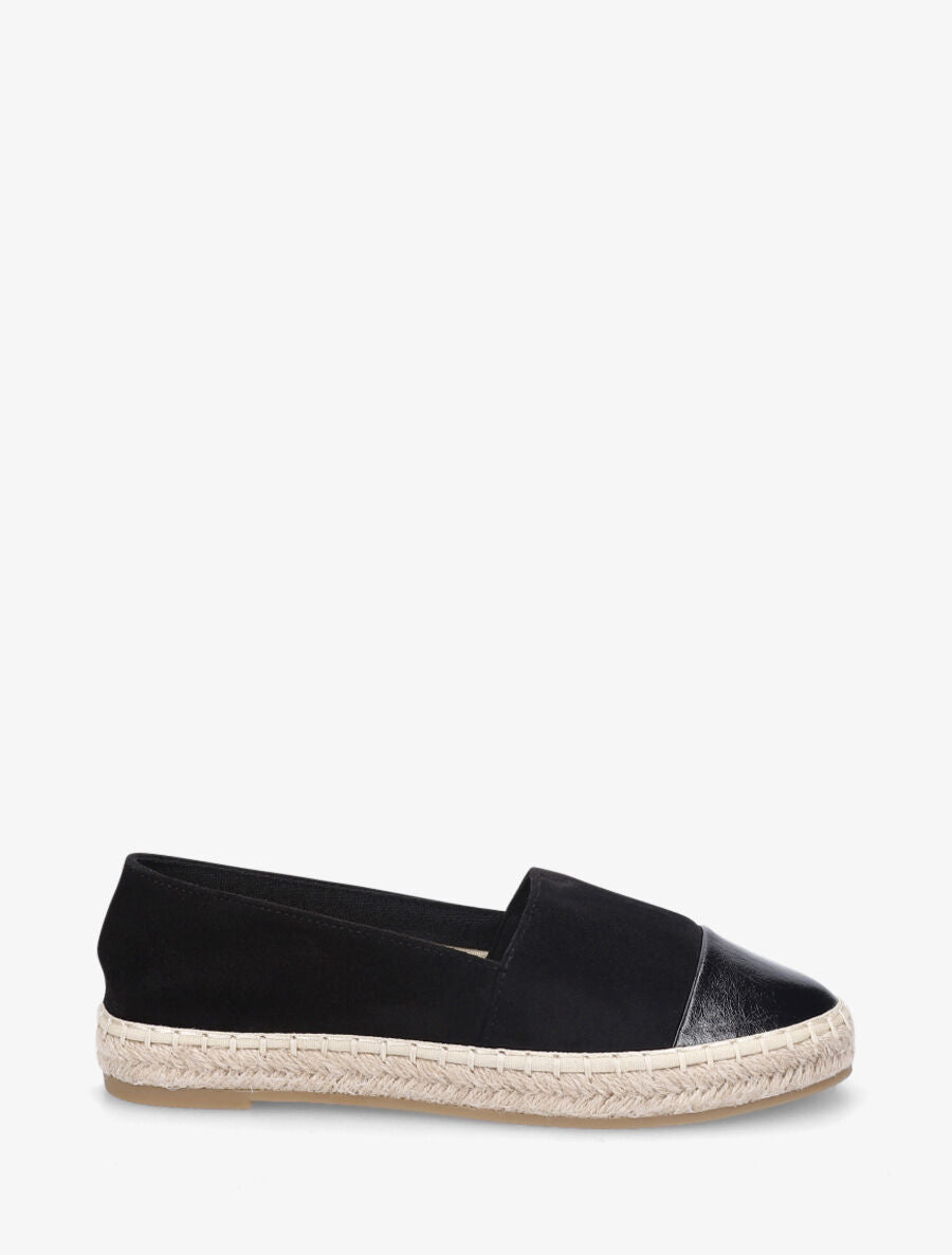 Espadrilles en suédine et simili - Noir - 1