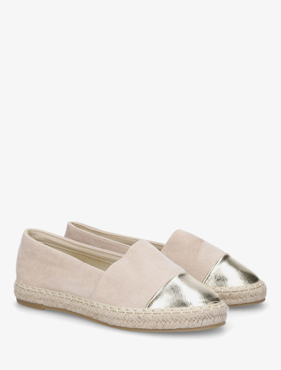Espadrilles en suédine et simili - Beige - 4