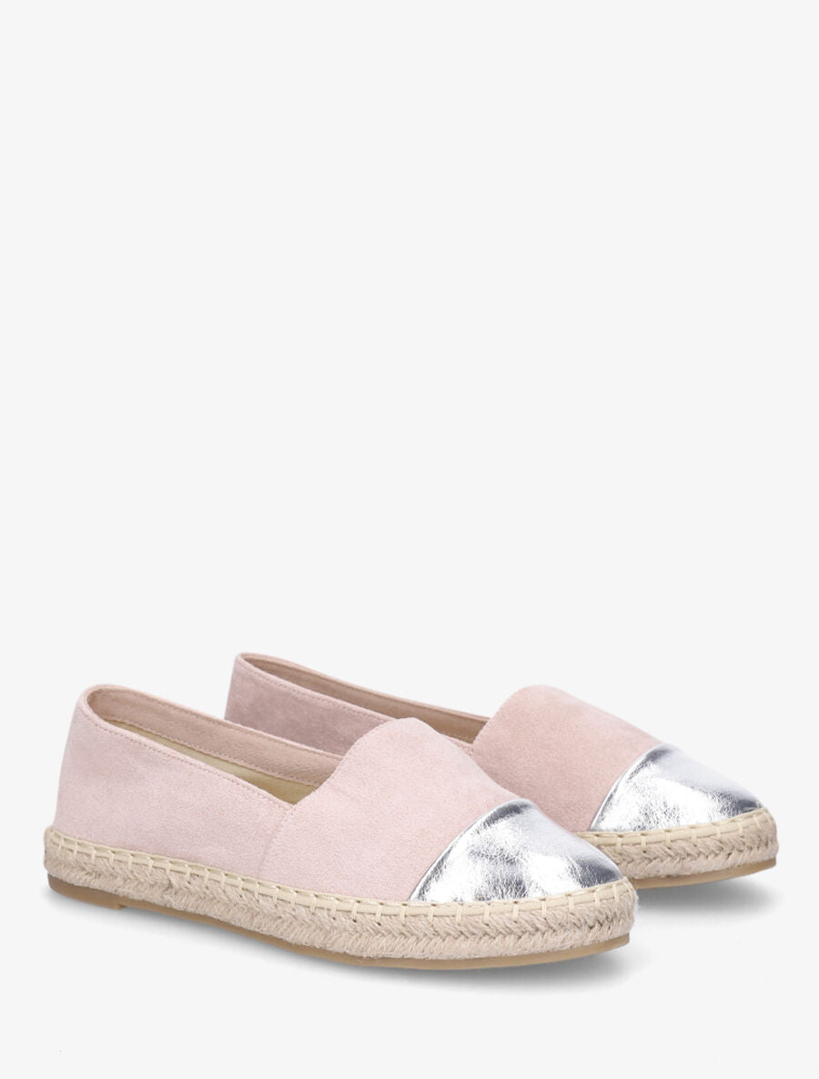 Espadrilles en suédine et simili - Rose - 4