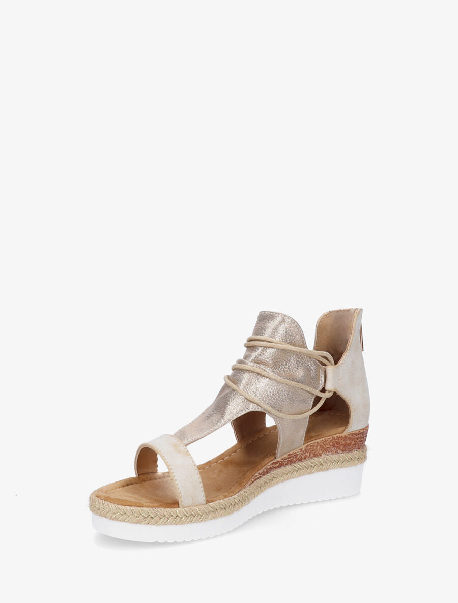 Sandales compensées à ganse irisée - Beige - 3