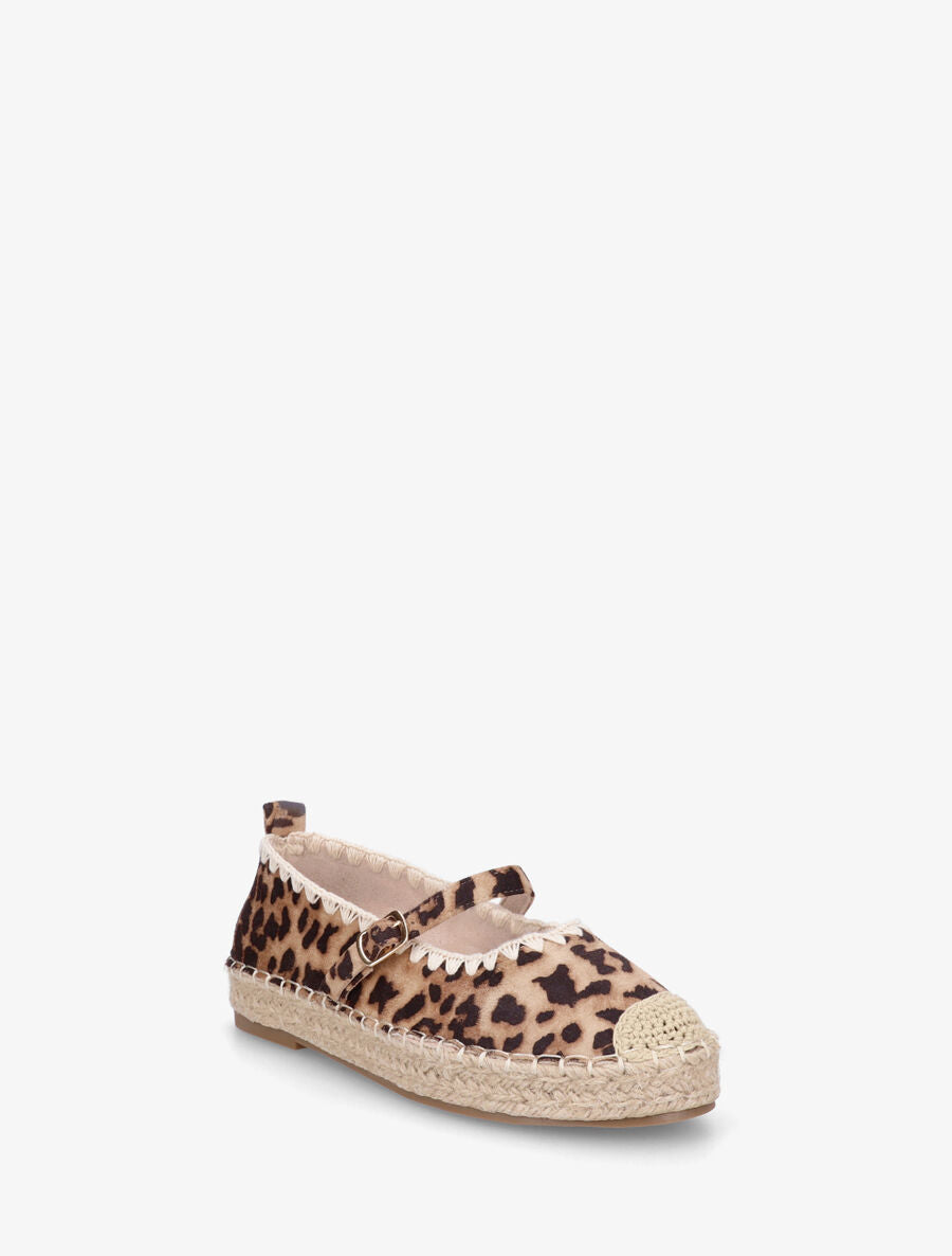 Ballerines imprimé léopard style espadrilles - Camel - 2