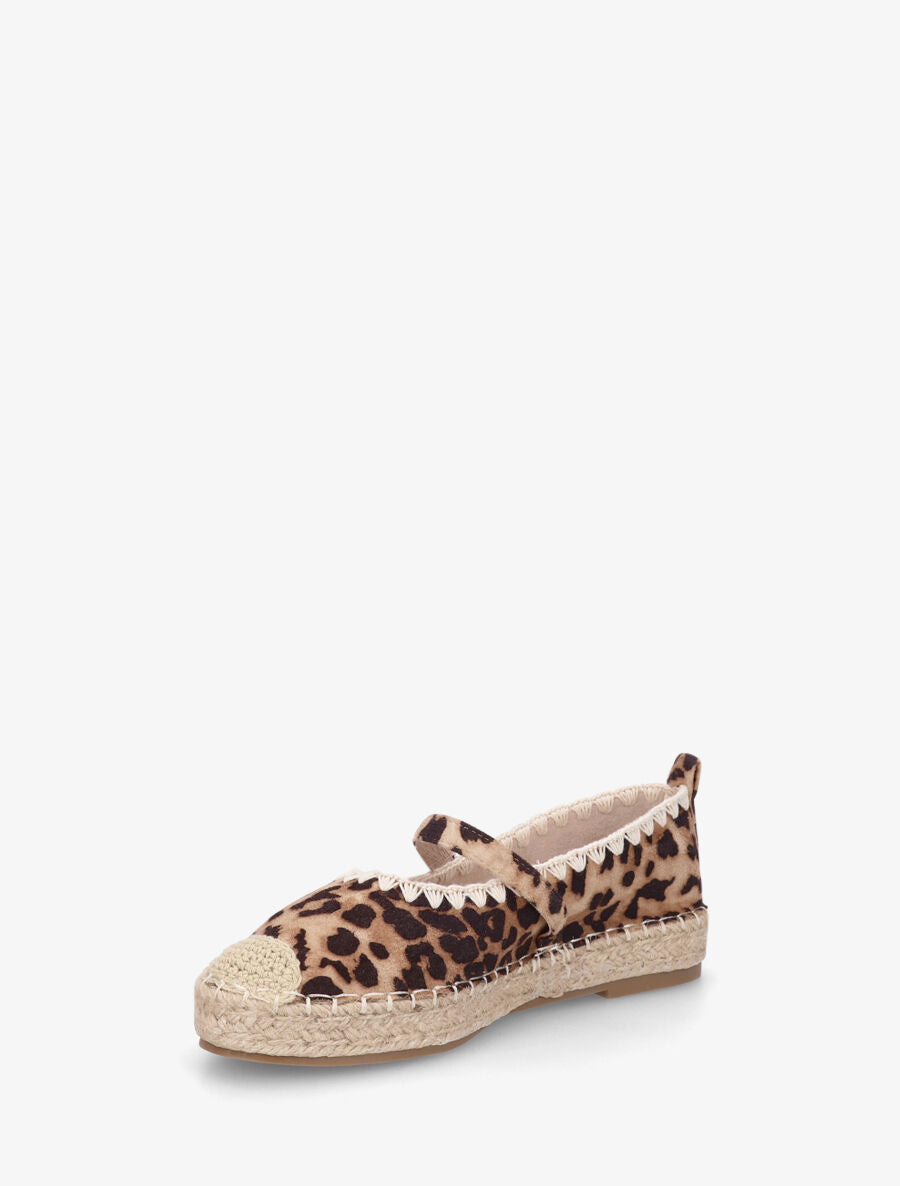 Ballerines imprimé léopard style espadrilles - Camel - 3