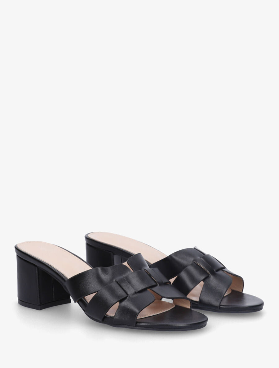 Mules en simili à talon - Noir - 4
