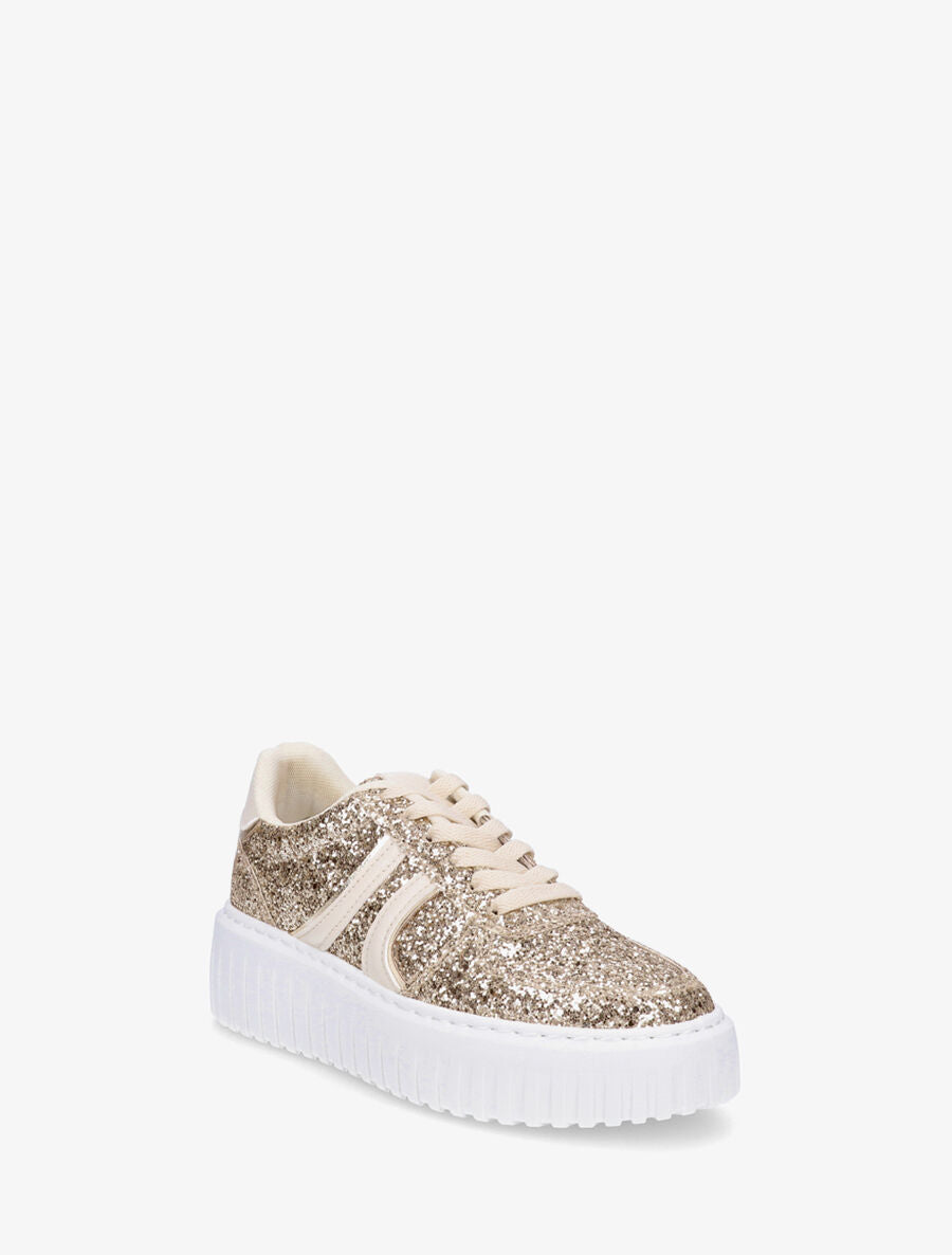 Sneakers pailletées en simili - Or - 2