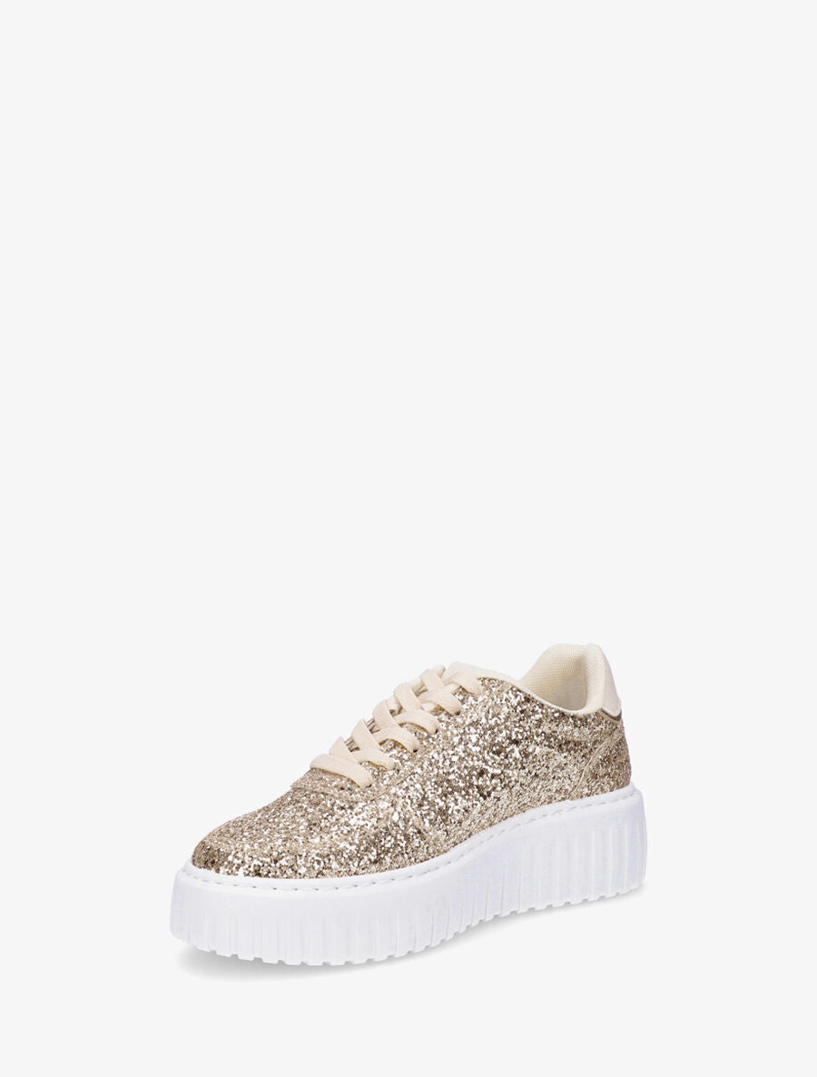 Sneakers pailletées en simili - Or - 3