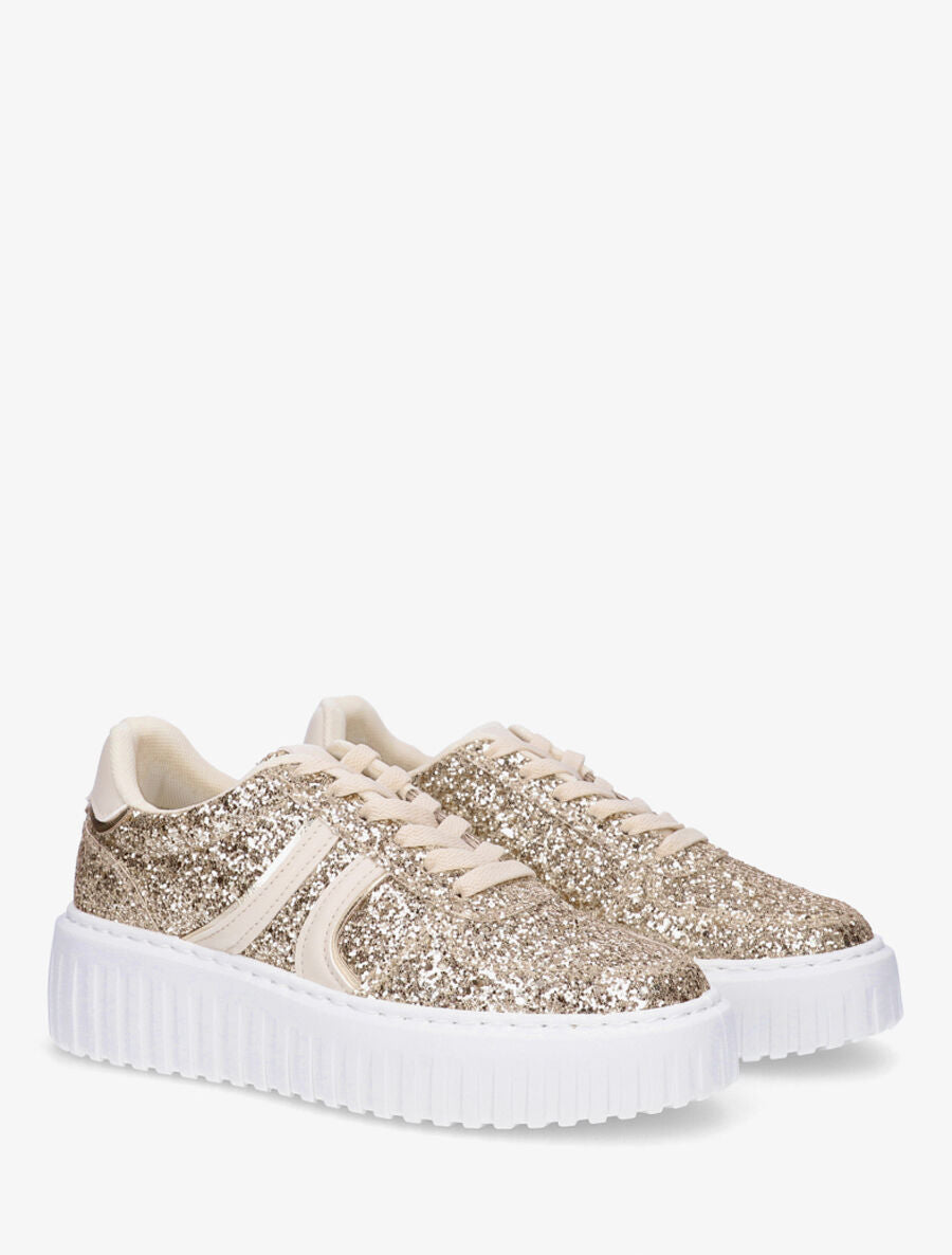 Sneakers pailletées en simili - Or - 4
